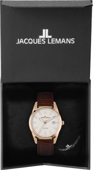 Jacques Lemans 1-2002P Herren Edelstahl Leder Quarz 10Bar